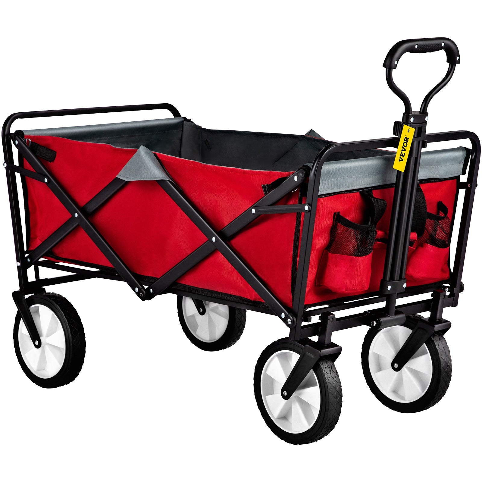 VEVOR Folding Wagon w/ Adjustable Handle Black/Orange/Blue