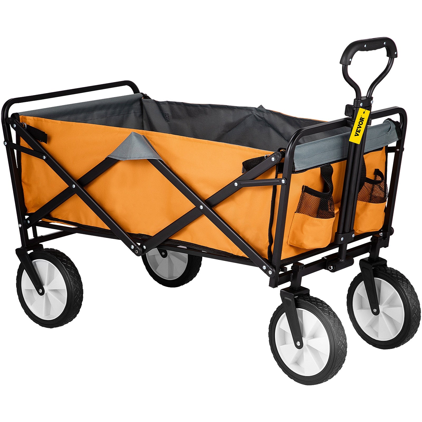 VEVOR Folding Wagon w/ Adjustable Handle Black/Orange/Blue