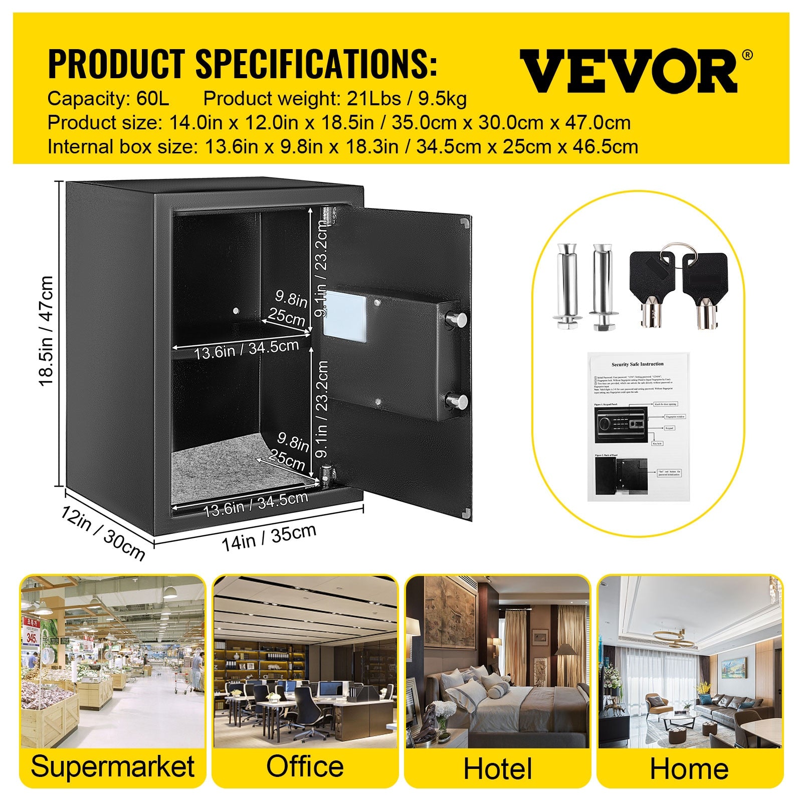 VEVOR Fingerprint Safe Deposit Box