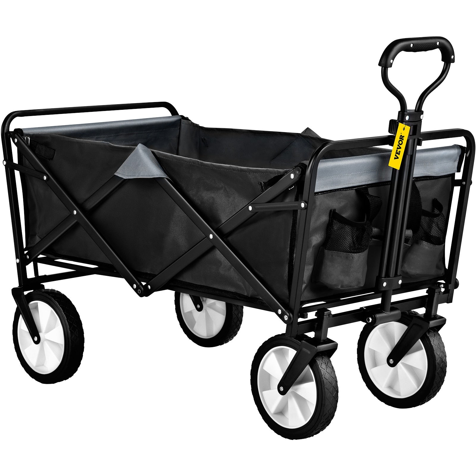 VEVOR Folding Wagon w/ Adjustable Handle Black/Orange/Blue